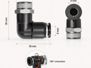 Winkel-Steckverschraubung PL8-02 – 8 mm auf G 1/4
