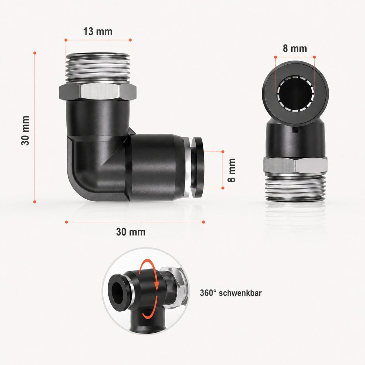 Winkel-Steckverschraubung 2 PL8-02 – 8 mm Winkel-Steckverschraubung PL8-02 – 8 mm auf G 1/4 – Bild 1